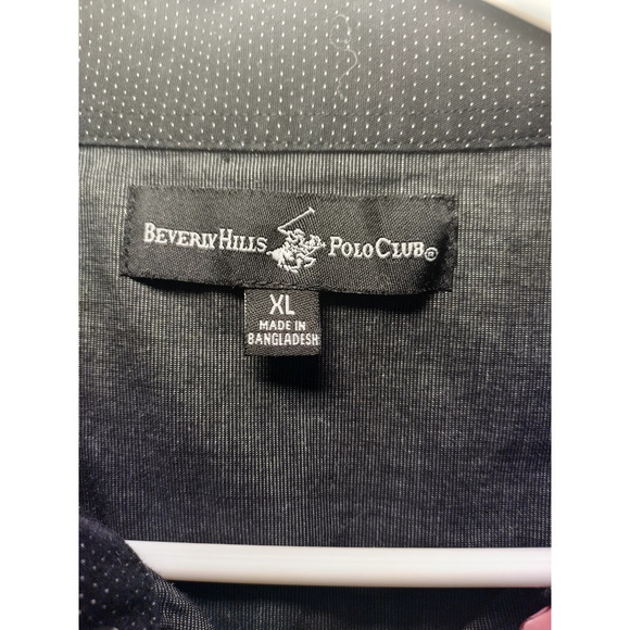 Beverly Hills Polo Club Mens Black Casual Button Down Dress Shirt Size XL - Picture 7 of 7